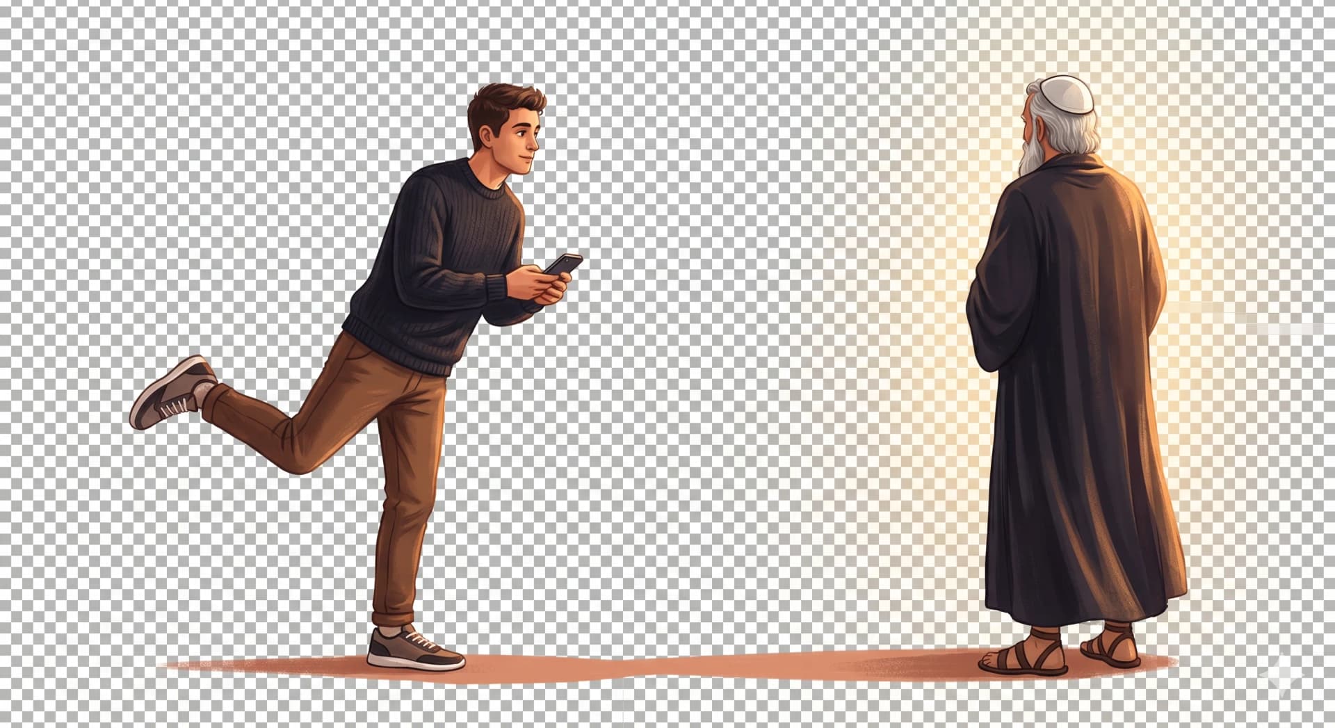 צעיר מתקרב אל הלל הזקן