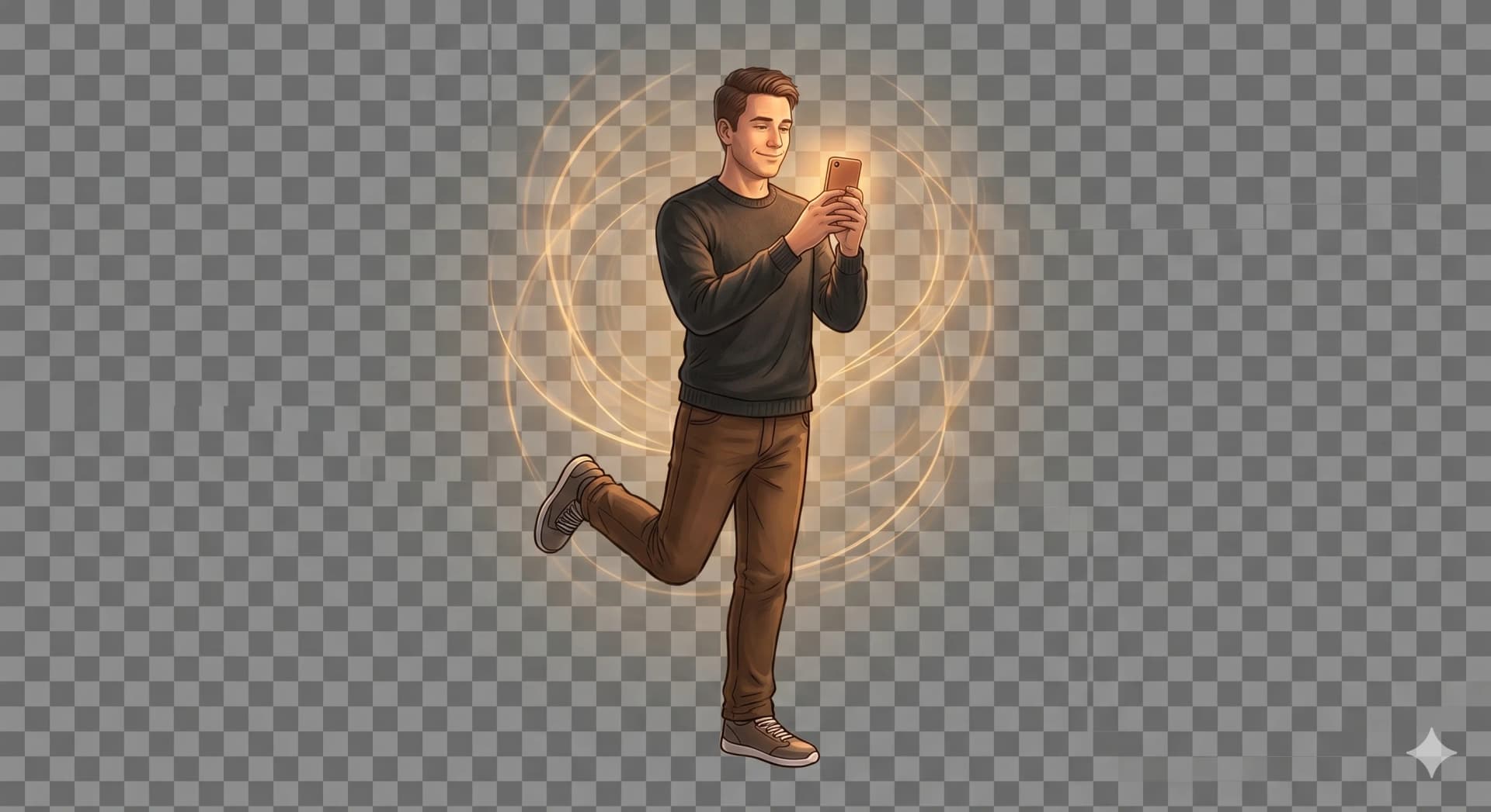 צעיר מודרני עם טלפון זוהר